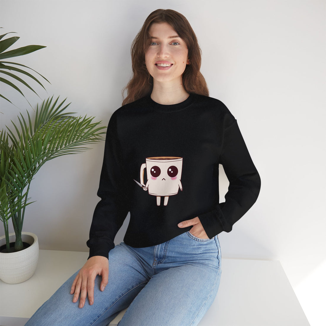 Lil' Latte Kohi - Cute Cartoon Coffee with knife Sweatshirt