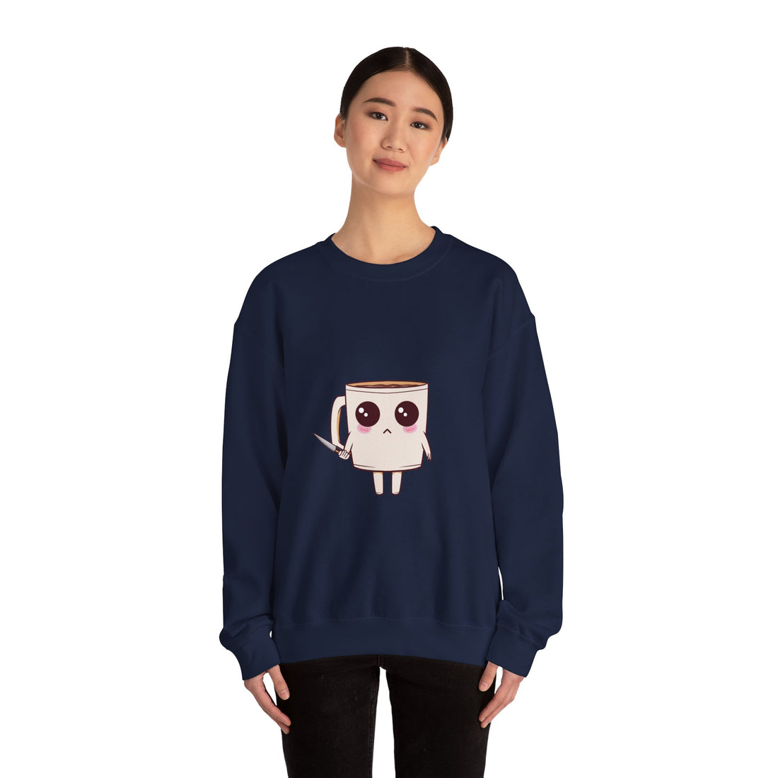 Lil' Latte Kohi - Cute Cartoon Coffee with knife Sweatshirt