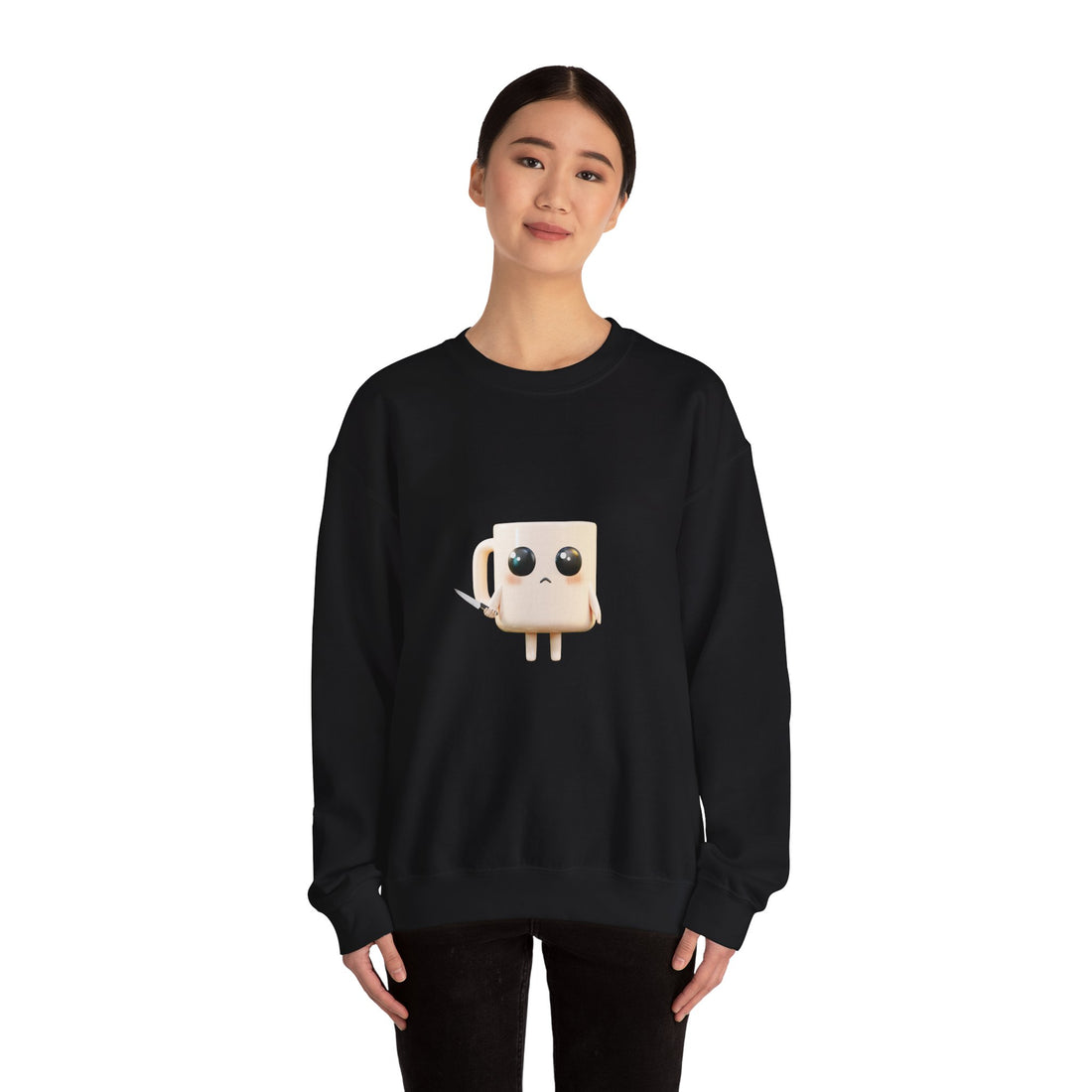 Lil' Latte Kohi - Cute Cartoon Coffee with knife Sweatshirt