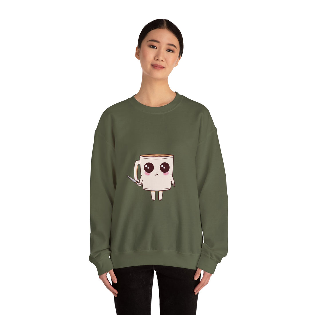 Lil' Latte Kohi - Cute Cartoon Coffee with knife Sweatshirt