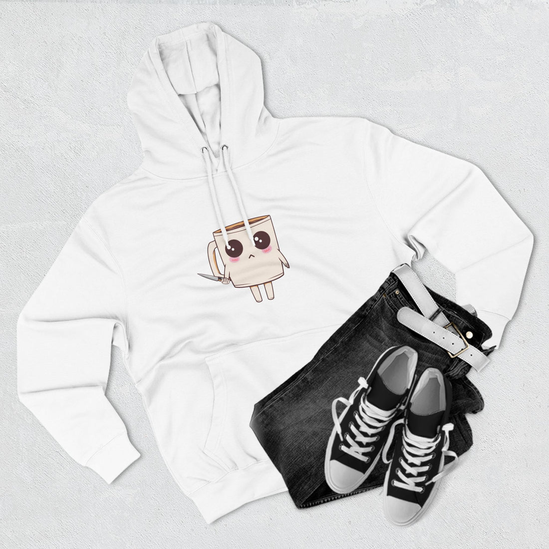 Lil' Latte Kohi - Cute Cartoon Coffee with knife Hoodie