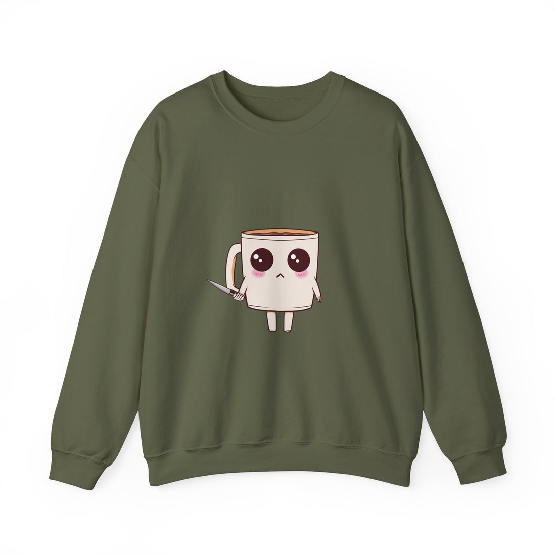 Lil' Latte Kohi - Cute Cartoon Coffee with knife Sweatshirt