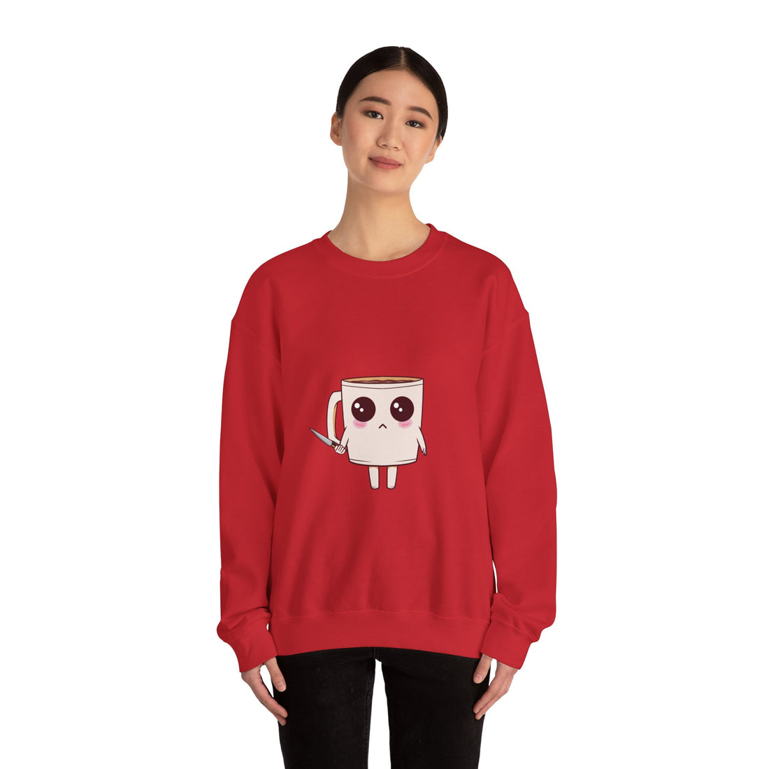 Lil' Latte Kohi - Cute Cartoon Coffee with knife Sweatshirt