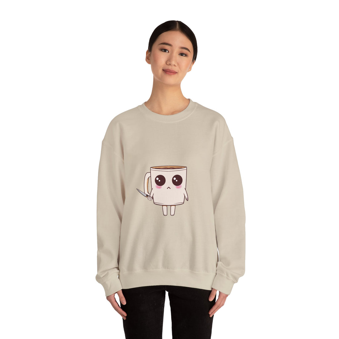 Lil' Latte Kohi - Cute Cartoon Coffee with knife Sweatshirt