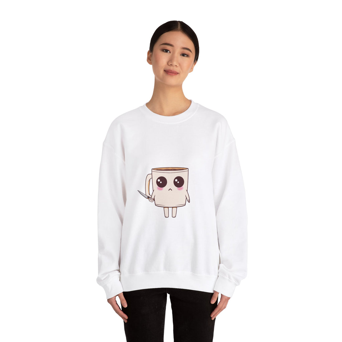 Lil' Latte Kohi - Cute Cartoon Coffee with knife Sweatshirt