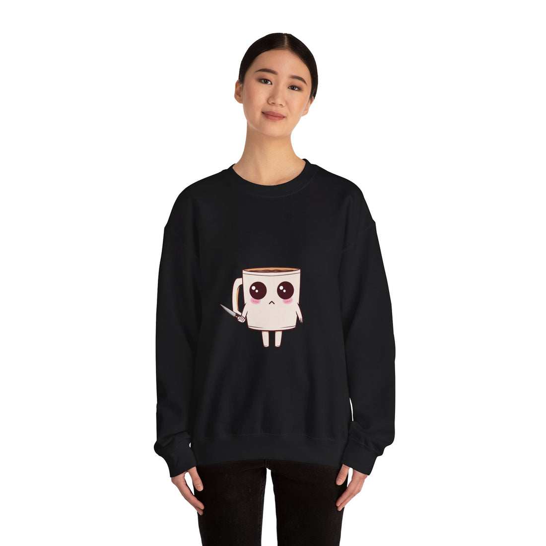 Lil' Latte Kohi - Cute Cartoon Coffee with knife Sweatshirt