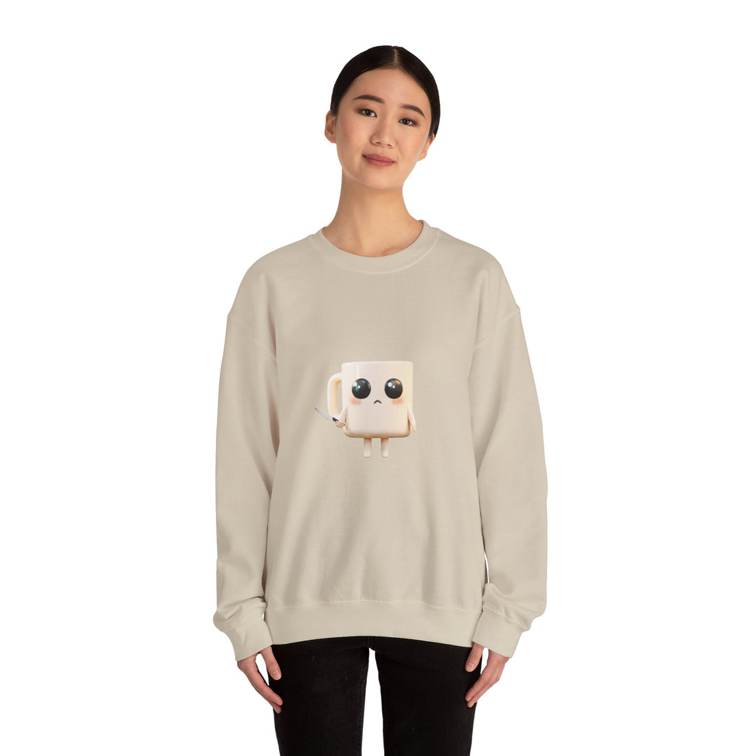 Lil' Latte Kohi - Cute Cartoon Coffee with knife Sweatshirt