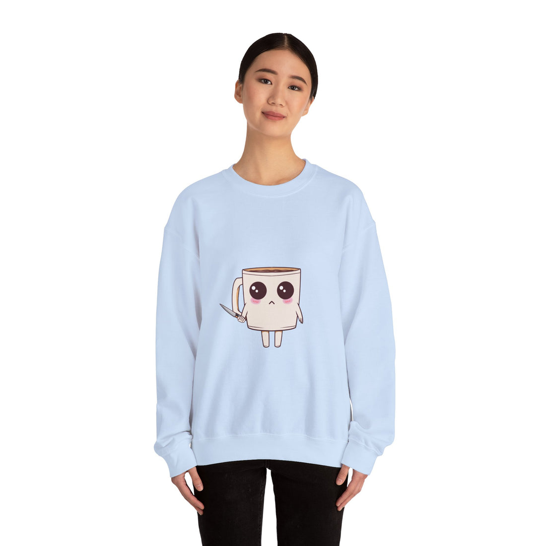 Lil' Latte Kohi - Cute Cartoon Coffee with knife Sweatshirt