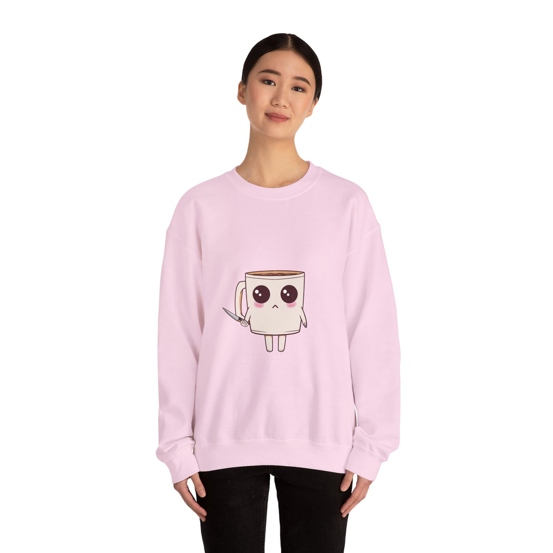 Lil' Latte Kohi - Cute Cartoon Coffee with knife Sweatshirt